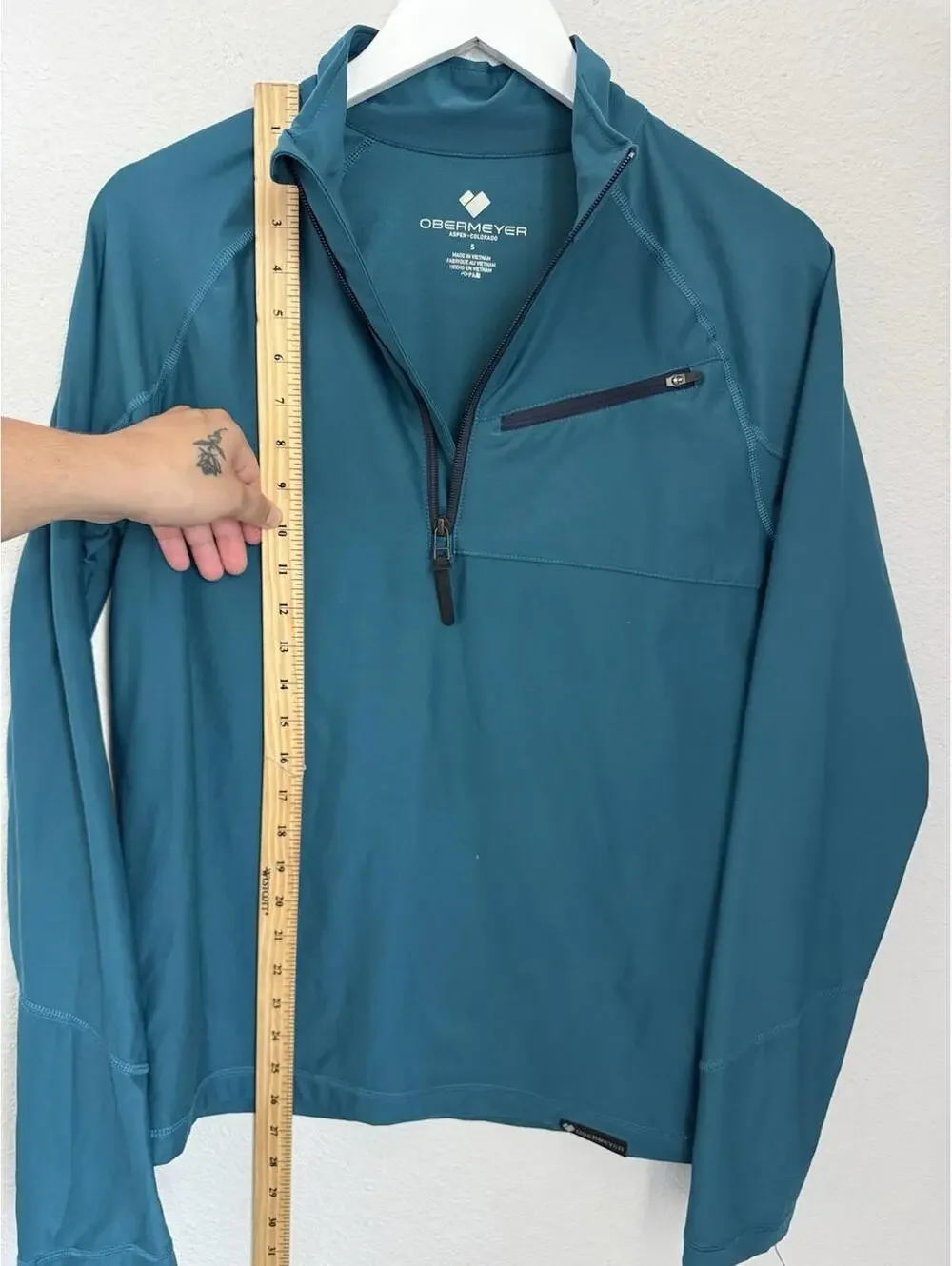 Obermeyer Flex 1/4 Quarter Zip Base Layer‎ Top Men's Teal Blue Agave Small S